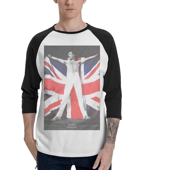 Queen Freddie Mercury Flag Raglan Baseball rock Official 3/4 sl L NWT UK made - Picture 1 of 5